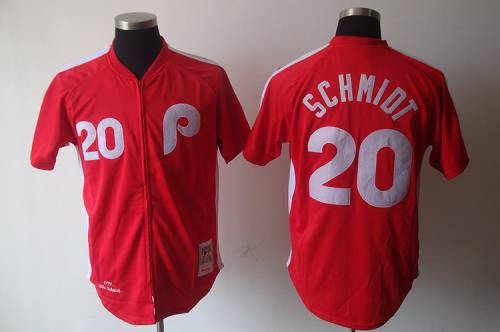 Mitchell And Ness Phillies #20 Mike Schmidt Red Stitched MLB Jersey