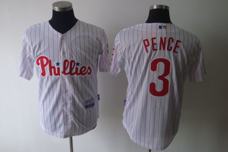 Phillies #3 Hunter Pence White(Red Strip) Stitched MLB Jersey