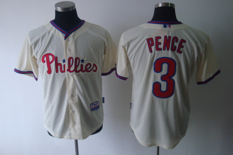 Phillies #3 Hunter Pence Cream Stitched MLB Jersey