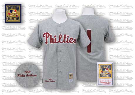 Mitchell And Ness 1950 Phillies #1 Richie Ashburn Grey Stitched MLB Jersey