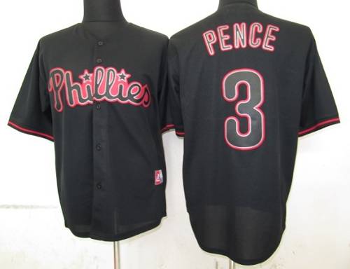 Phillies #3 Hunter Pence Black Fashion Stitched MLB Jersey