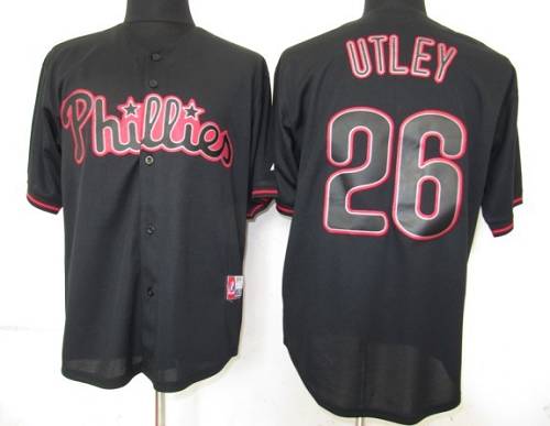 Phillies #26 Chase Utley Black Fashion Stitched MLB Jersey