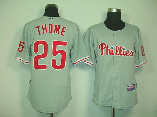 Phillies #25 Jim Thome Grey Cool Base Stitched MLB Jersey