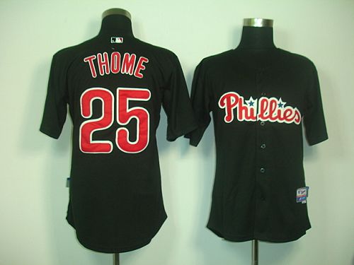 Phillies #25 Jim Thome Black Cool Base Stitched MLB Jersey