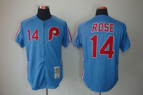 Mitchell And Ness Phillies #14 Rose Blue Stitched Throwback MLB Jersey