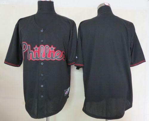 Phillies Blank Black Fashion Stitched MLB Jersey
