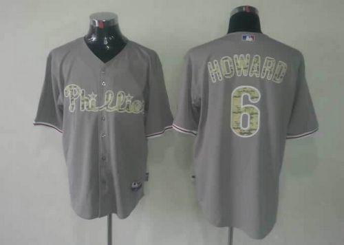 Phillies #6 Ryan Howard Grey USMC Cool Base Stitched MLB Jersey