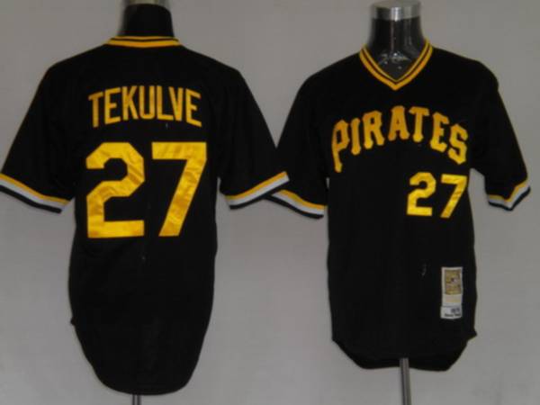 Mitchell and Ness Pirates #27 Kent Tekulve Stitched Black Throwback MLB Jersey