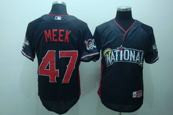 Pirates #47 Evan Meek Blue Nation League 2010 All Star BP Stitched MLB Jersey