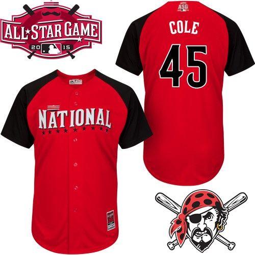 Pirates #45 Gerrit Cole Red 2015 All Star National League Stitched MLB Jersey
