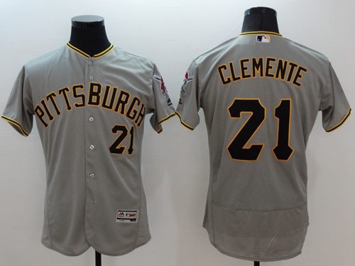 Pirates #21 Roberto Clemente Grey Flexbase Authentic Collection Stitched MLB Jersey