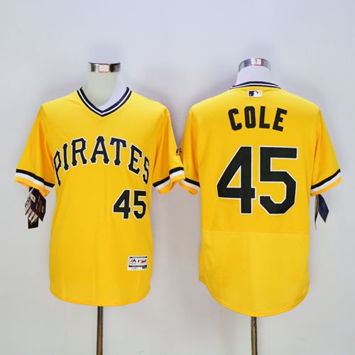 Pirates #45 Gerrit Cole Gold Flexbase Authentic Collection Stitched MLB Jersey