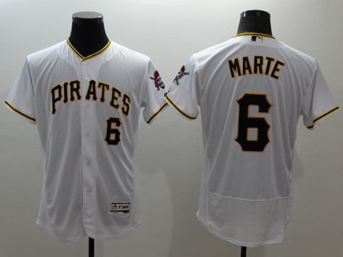 Pirates #6 Starling Marte White Flexbase Authentic Collection Stitched MLB Jersey