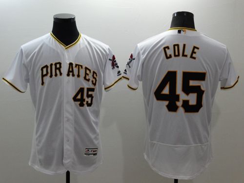Pirates #45 Gerrit Cole White Flexbase Authentic Collection Stitched MLB Jersey