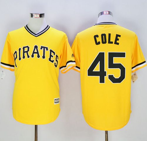 Pirates #45 Gerrit Cole Gold New Cool Base Stitched MLB Jersey