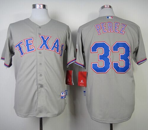 Rangers #33 Martin Perez Grey Cool Base Stitched MLB Jersey