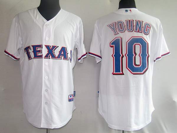 Rangers #10 Michael Young Stitched White MLB Jersey