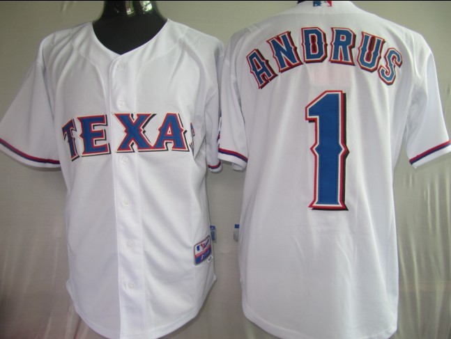 Rangers #1 Elvis Andrus White Stitched MLB Jersey