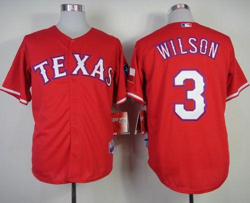 Rangers #3 Russell Wilson Red Cool Base Stitched MLB Jersey