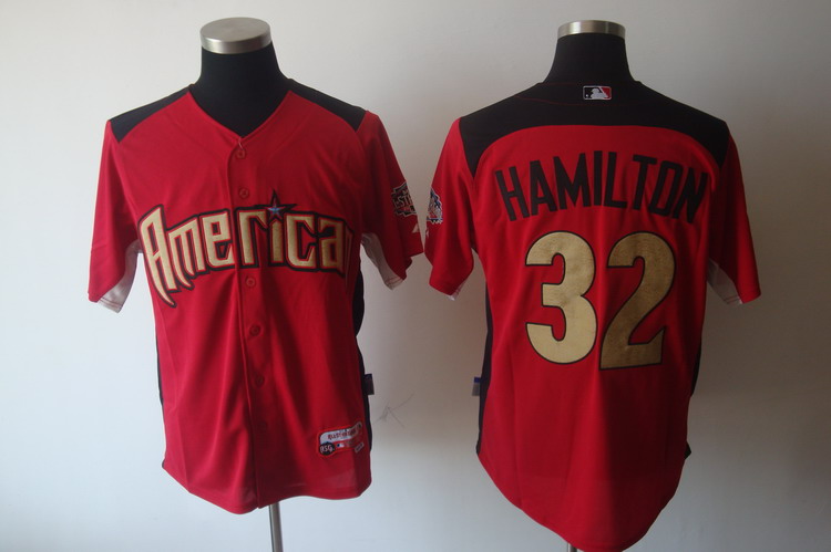 Rangers #32 Josh Hamilton Red American League 2011 All Star BP Stitched MLB Jersey