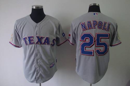 Rangers #25 Mike Napoli Grey Cool Base Stitched MLB Jersey