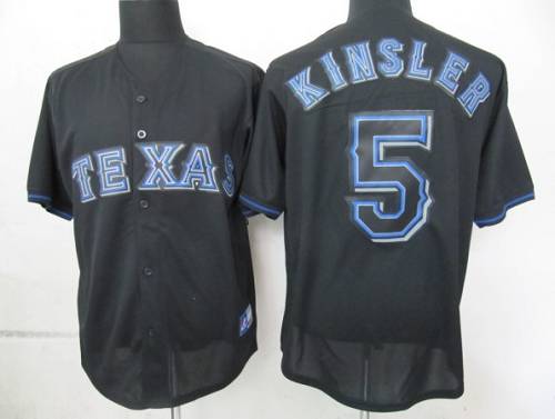 Rangers #5 Ian Kinsler Black Fashion Stitched MLB Jersey
