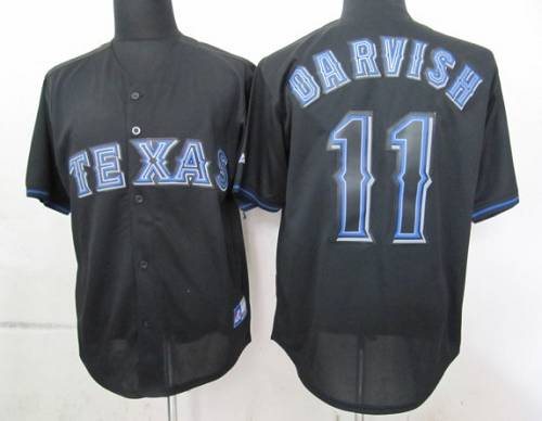 Rangers #11 Yu Darvish Black Fashion Stitched MLB Jersey