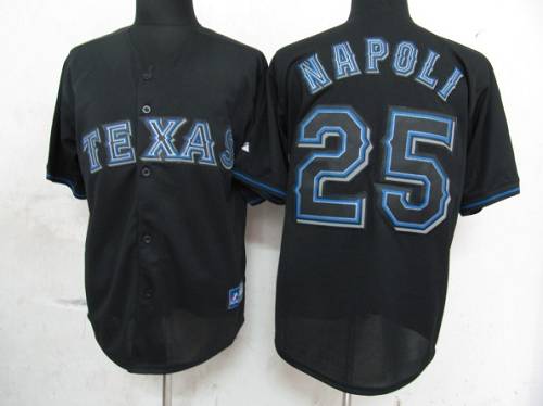Rangers #25 Mike Napoli Black Fashion Stitched MLB Jersey