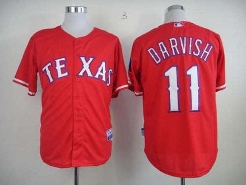 Rangers #11 Yu Darvish Red 40th Anniversary Patch Cool Base Stitched MLB Jersey