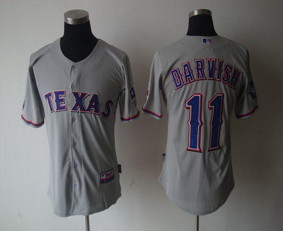 Rangers #11 Yu Darvish Grey 40th Anniversary Patch Cool Base Stitched MLB Jersey