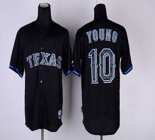 Rangers #10 Michael Young Black Fashion Stitched MLB Jersey