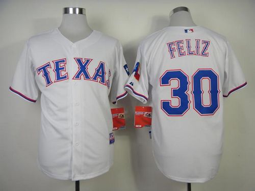Rangers #30 Neftali Feliz White Cool Base Stitched MLB Jersey
