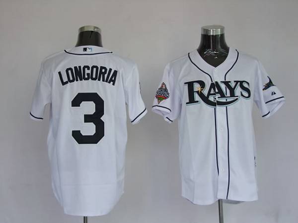 Rays #3 Evan Longoria Stitched White MLB Jersey