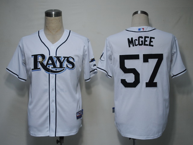 Rays #57 Jake Mcgee White Cool Base Stitched MLB Jersey