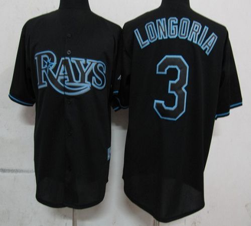 Rays #3 Evan Longoria Black Fashion Stitched MLB Jersey