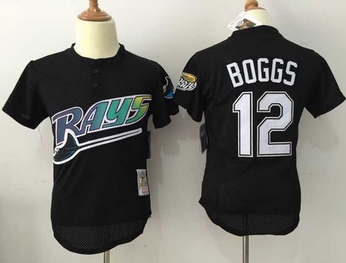 Mitchell And Ness Rays #12 Wade Boggs Black Throwback Stitched MLB Jersey