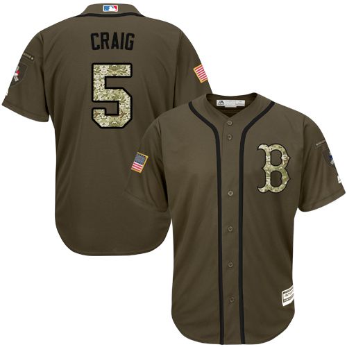 Red Sox #5 Allen Craig Green Salute to Service Stitched Grey Jersey