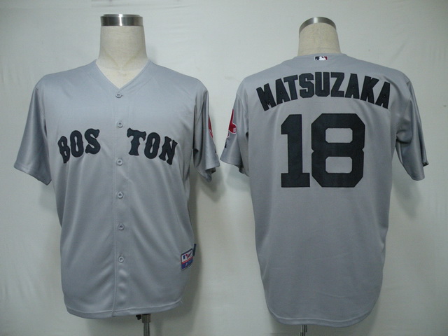 Red Sox #18 Daisuke Matsuzaka Grey Stitched MLB Jersey
