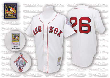 Mitchell And Ness 1987 Red Sox #26 Wade Boggs White Throwback Stitched MLB Jersey