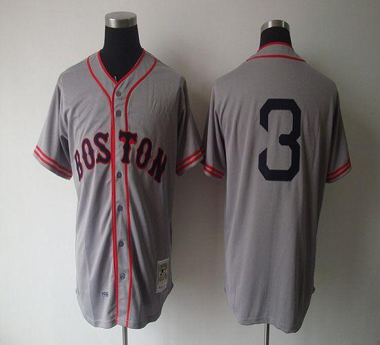 Mitchell And Ness 1936 Red Sox #3 Jimmie Foxx Grey Throwback Stitched MLB Jersey