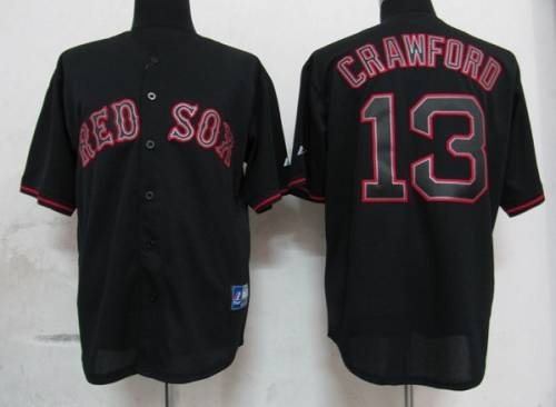 Red Sox #13 Carl Crawford Black Fashion Stitched MLB Jersey