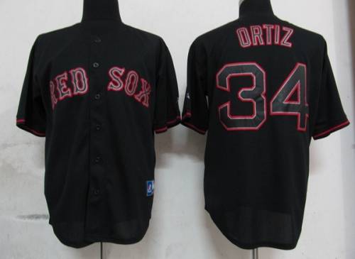 Red Sox #34 David Ortiz Black Fashion Stitched MLB Jersey