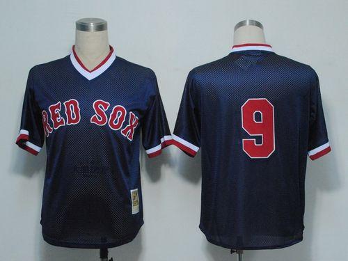 Mitchell And Ness 1990 Red Sox #9 Ted Williams Dark Blue Stitched Throwback MLB Jersey