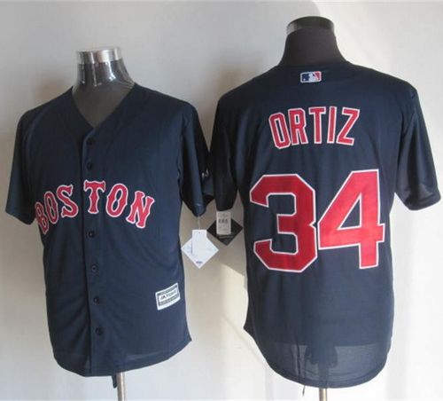 Red Sox #34 David Ortiz Navy Blue New Cool Base Stitched MLB Jersey
