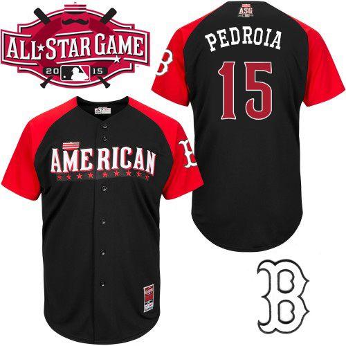 Red Sox #15 Dustin Pedroia Black 2015 All Star American League Stitched MLB Jersey