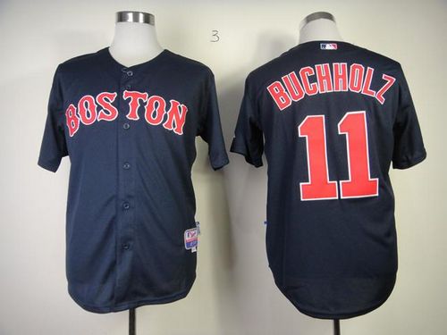 Red Sox #11 Clay Buchholz Dark Blue Cool Base Stitched MLB Jersey