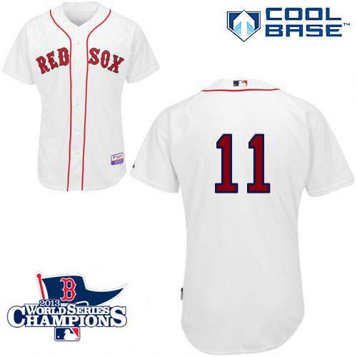 Red Sox #11 Clay Buchholz White Cool Base 2013 World Series Champions Patch Stitched MLB Jersey