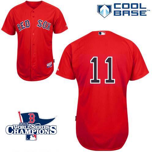 Red Sox #11 Clay Buchholz Red Cool Base 2013 World Series Champions Patch Stitched MLB Jersey