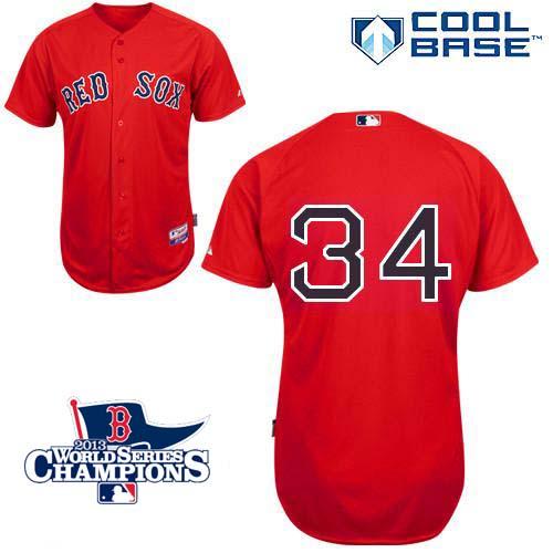 Red Sox #34 David Ortiz Red Cool Base 2013 World Series Champions Patch Stitched MLB Jersey