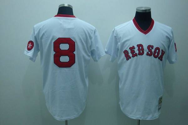 Mitchell and Ness Red Sox #8 Carl Yastrzemski Stitched White Throwback MLB Jersey